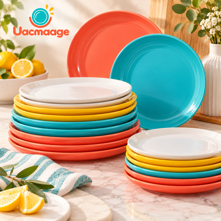 Vibrant Ceramic Dinner Plate Set – Colorful Everyday Tableware