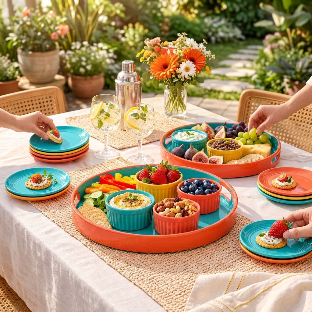 Colorful Ceramic Serving Tray Set – Entertaining Tableware Collection