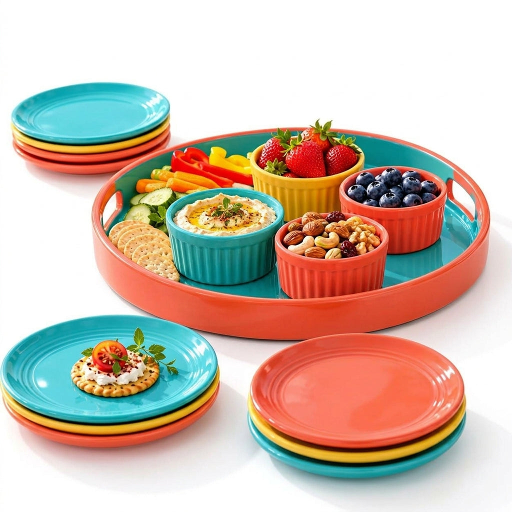 Colorful Ceramic Serving Tray Set – Entertaining Tableware Collection