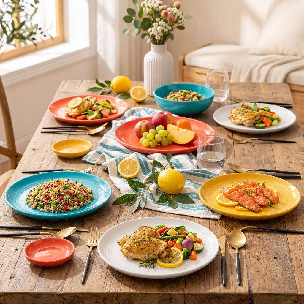 Vibrant Ceramic Dinner Plate Set – Colorful Everyday Tableware