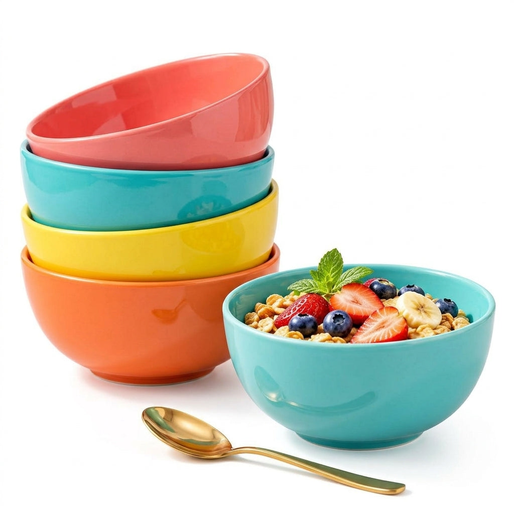 Modern Colorful Ceramic Bowl Set – Stackable Kitchen Bowls