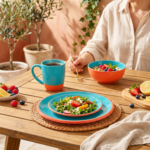 Colorful Ceramic Dining Set – Bright Plate & Bowl Collection
