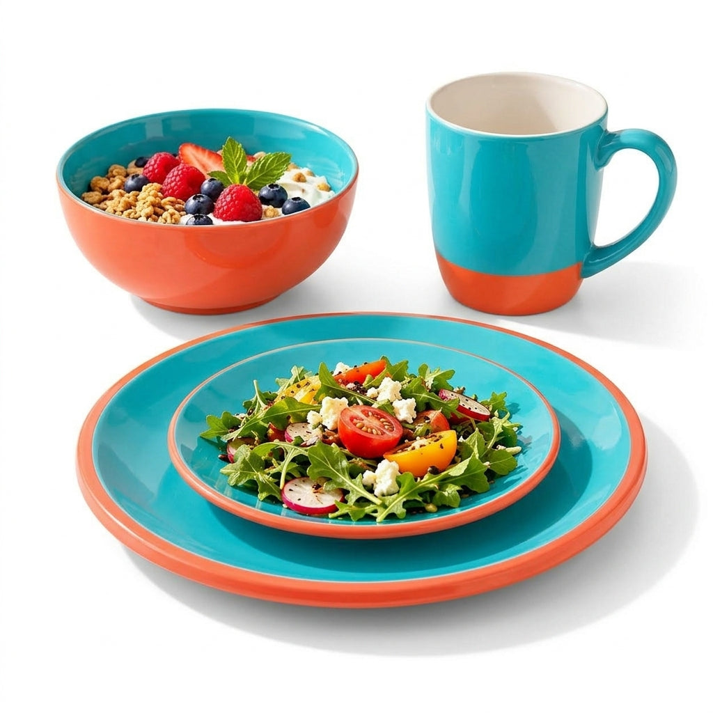 Colorful Ceramic Dining Set – Bright Plate & Bowl Collection