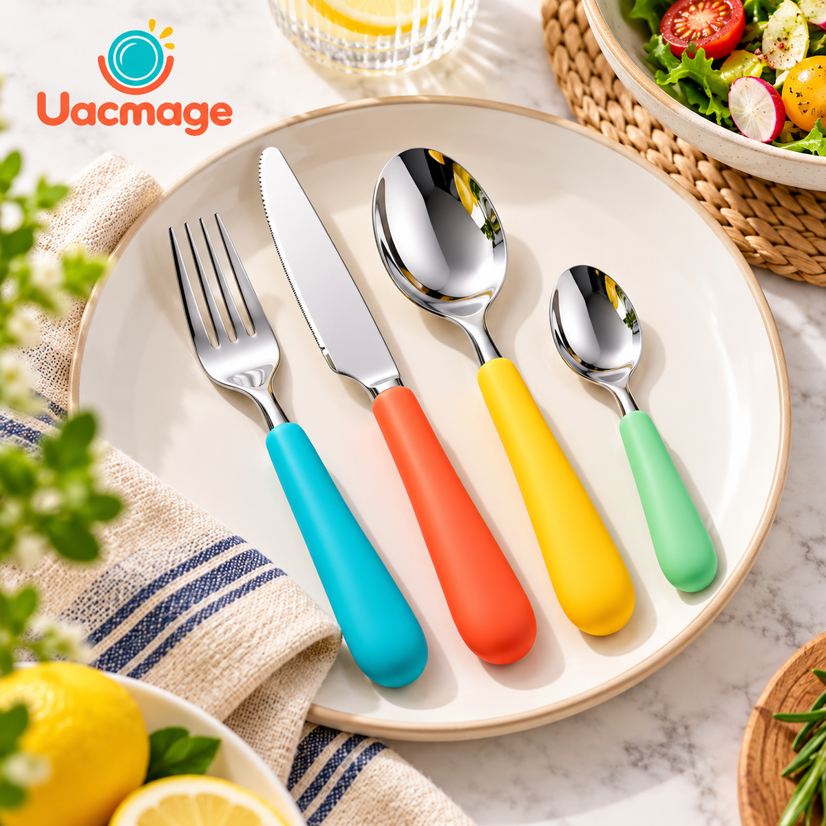 Color Handle Stainless Steel Flatware Set – Modern Dining Utensils