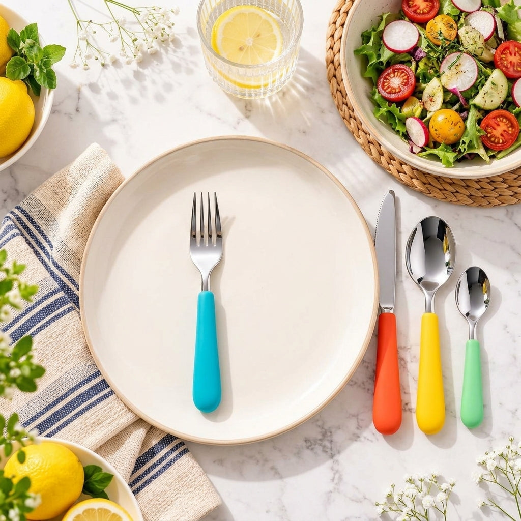 Color Handle Stainless Steel Flatware Set – Modern Dining Utensils