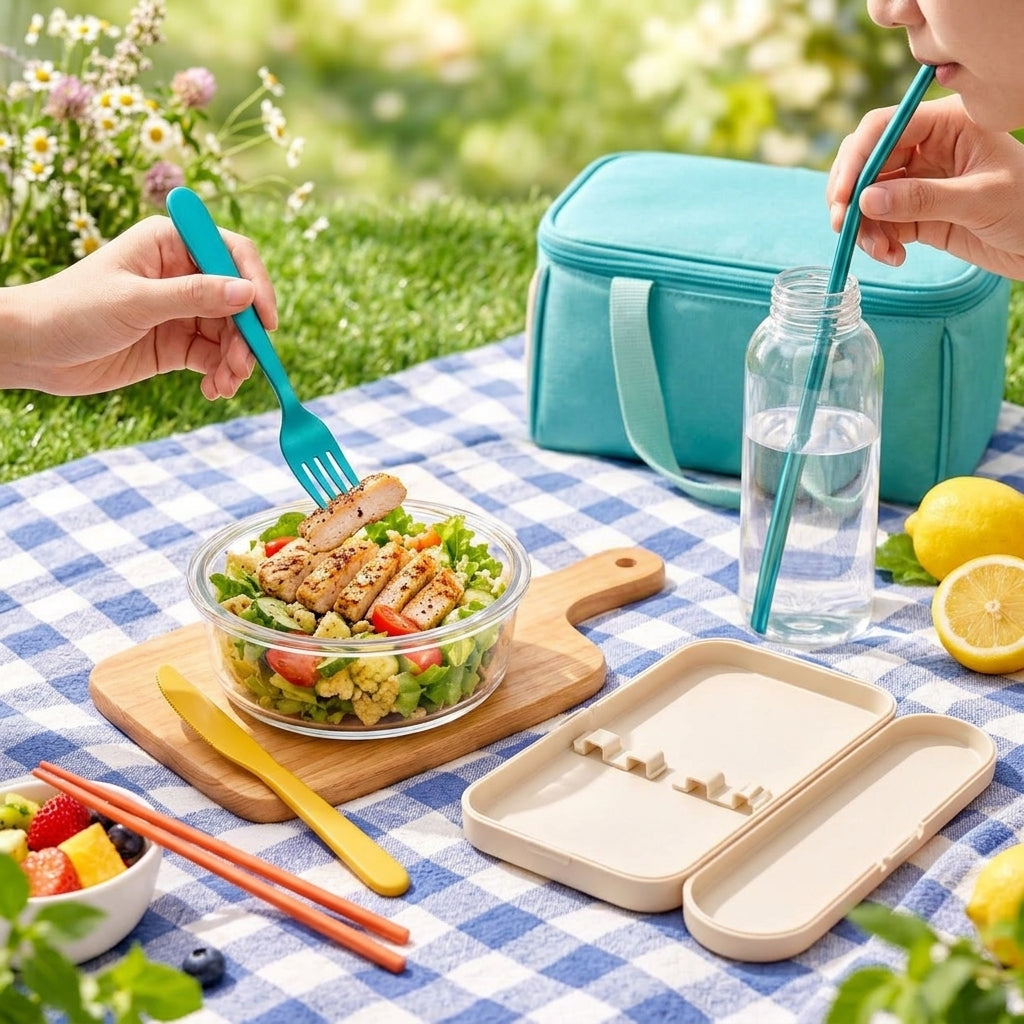 Portable Travel Cutlery Set with Case – Reusable Dining Utensils