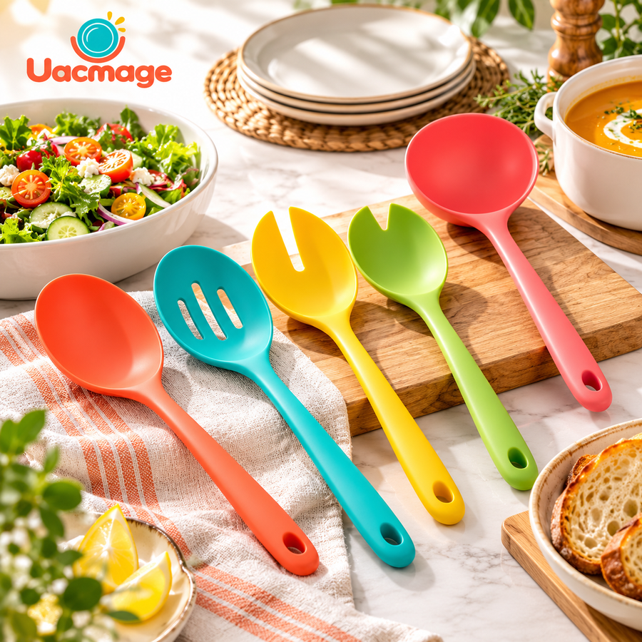 Colorful Silicone Serving Utensil Set – Kitchen Cooking Tools