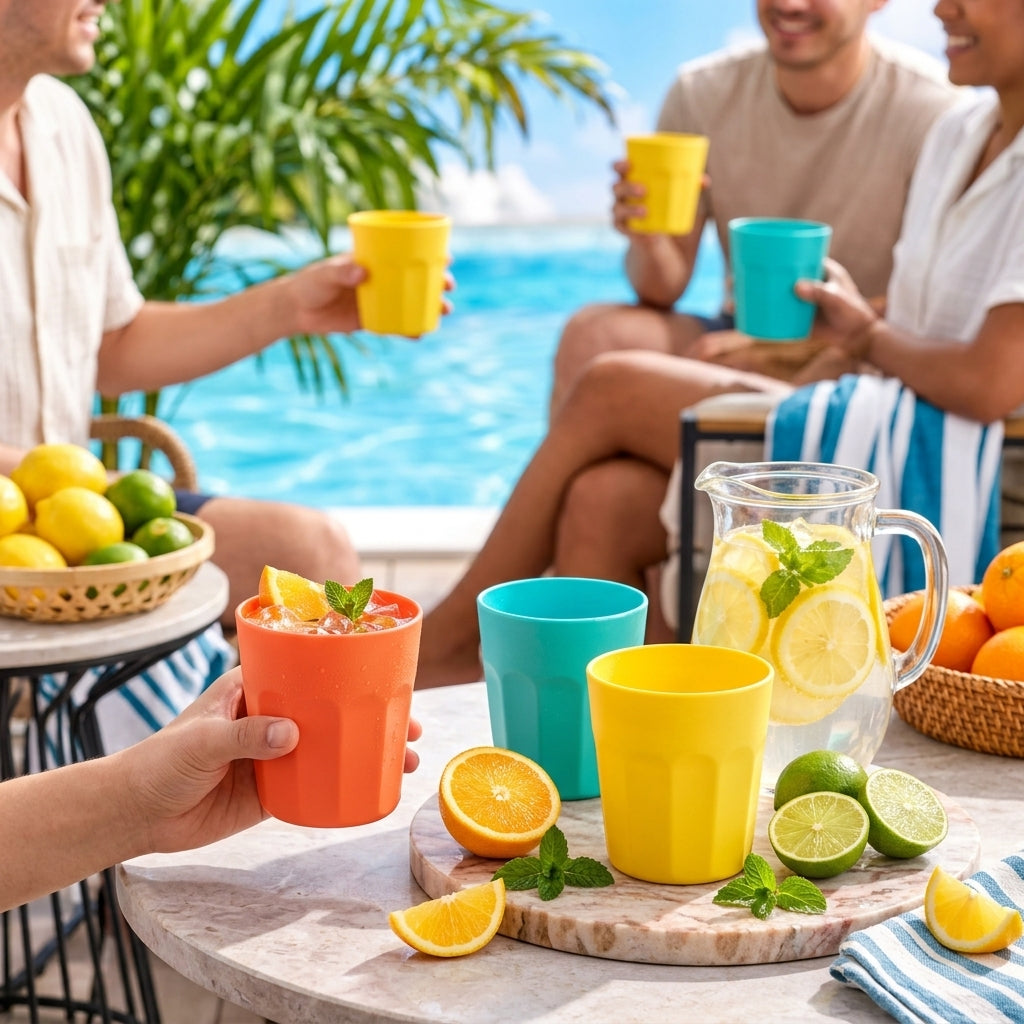 Colorful Stackable Drinking Cup Set – Summer Table Glassware Alternative