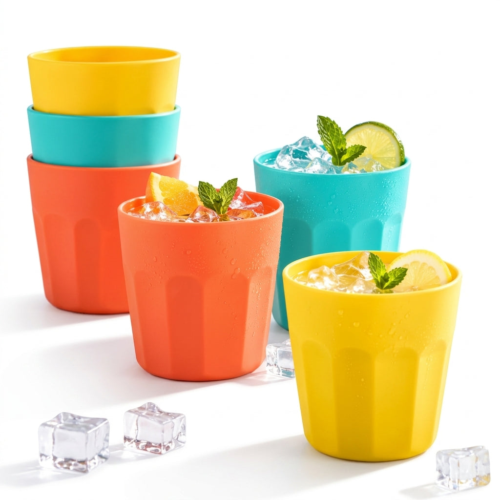 Colorful Stackable Drinking Cup Set – Summer Table Glassware Alternative