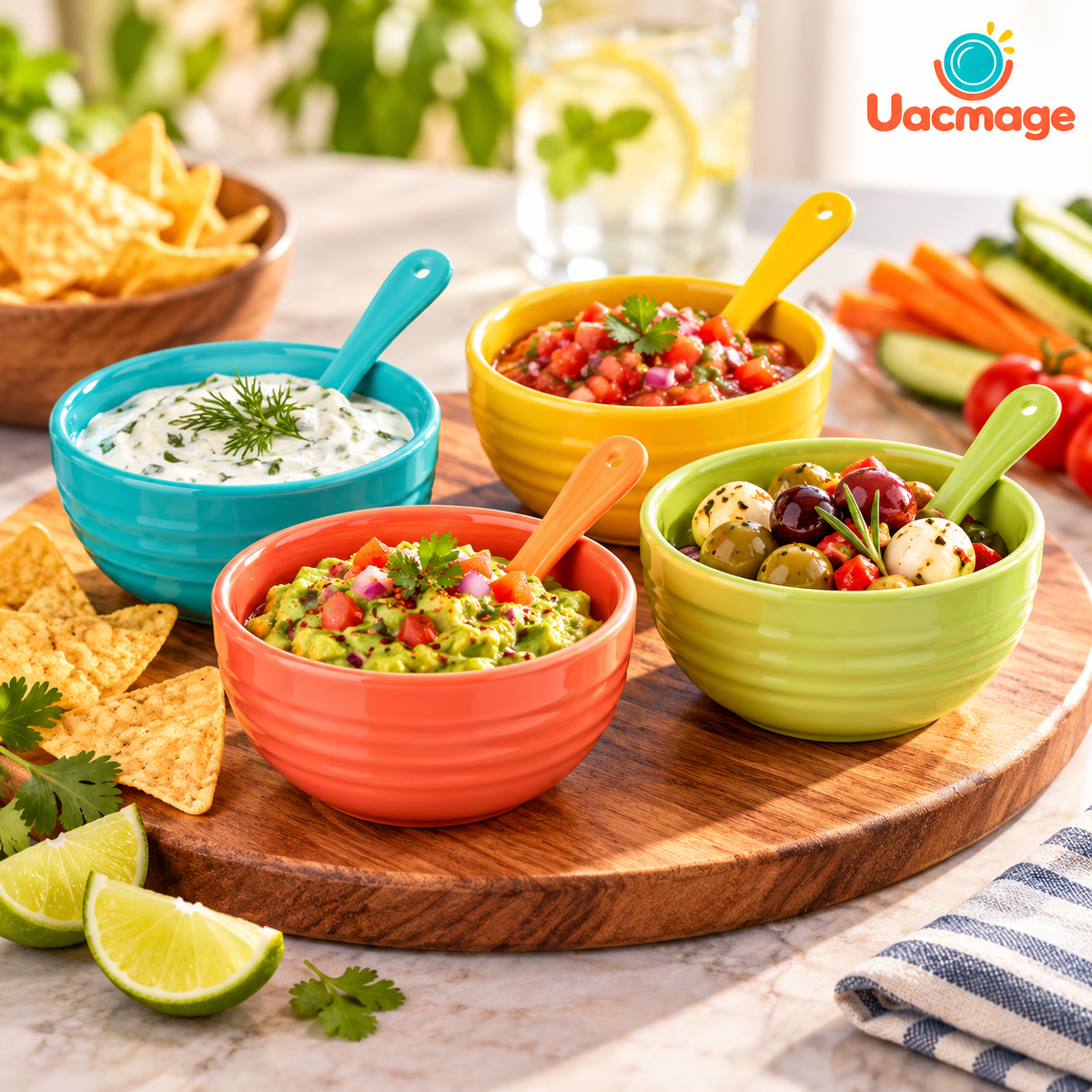 Colorful Ceramic Dip Bowl Set – Snack & Serving Bowls