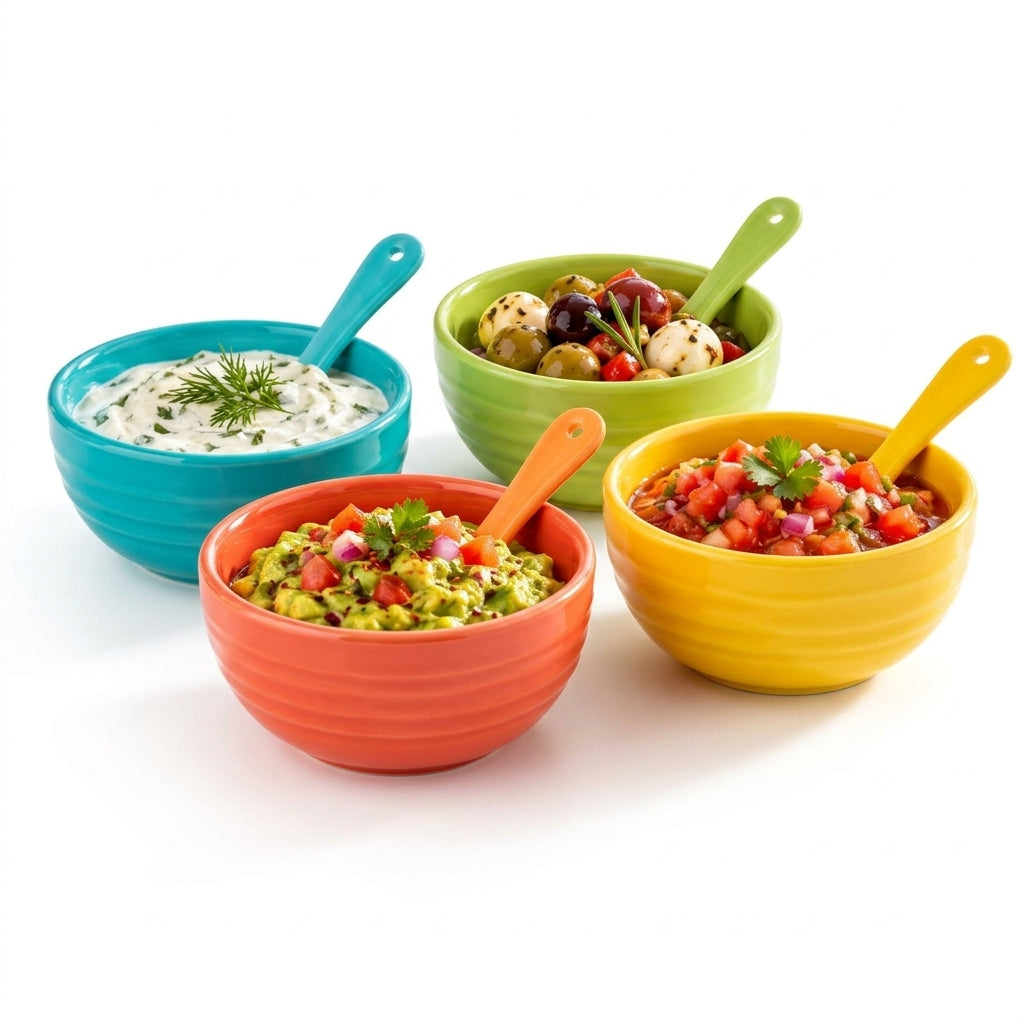Colorful Ceramic Dip Bowl Set – Snack & Serving Bowls